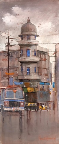 Abdul Hameed, 12 x 30 inch, Acrylic on Canvas, Cityscape Painting, AC-ADHD-171